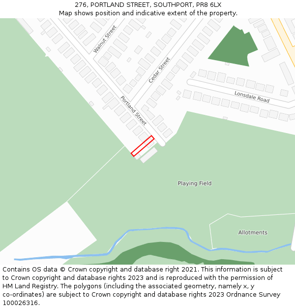 276, PORTLAND STREET, SOUTHPORT, PR8 6LX: Location map and indicative extent of plot