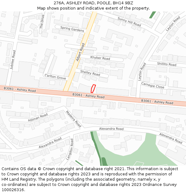 276A, ASHLEY ROAD, POOLE, BH14 9BZ: Location map and indicative extent of plot