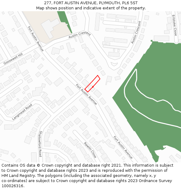 277, FORT AUSTIN AVENUE, PLYMOUTH, PL6 5ST: Location map and indicative extent of plot