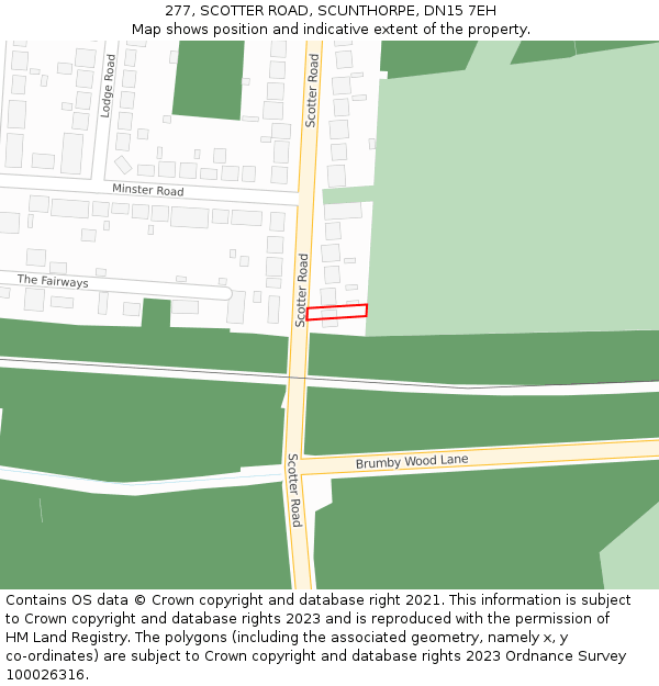 277, SCOTTER ROAD, SCUNTHORPE, DN15 7EH: Location map and indicative extent of plot