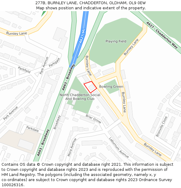 277B, BURNLEY LANE, CHADDERTON, OLDHAM, OL9 0EW: Location map and indicative extent of plot