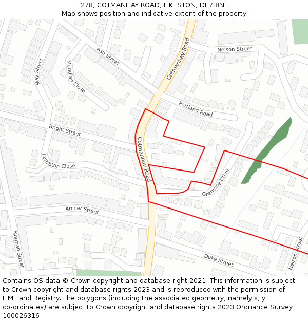 278, COTMANHAY ROAD, ILKESTON, DE7 8NE: Location map and indicative extent of plot