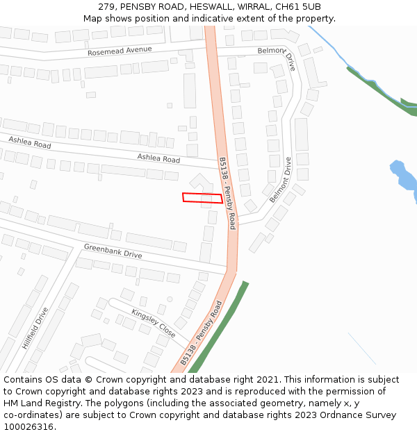 279, PENSBY ROAD, HESWALL, WIRRAL, CH61 5UB: Location map and indicative extent of plot