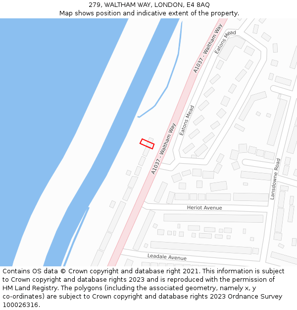 279, WALTHAM WAY, LONDON, E4 8AQ: Location map and indicative extent of plot