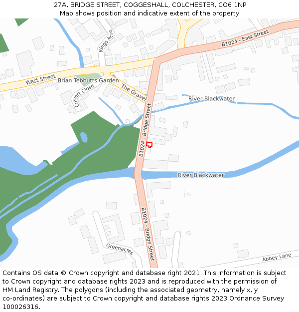 27A, BRIDGE STREET, COGGESHALL, COLCHESTER, CO6 1NP: Location map and indicative extent of plot