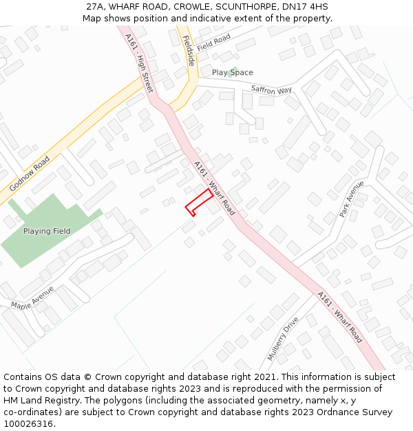 27A, WHARF ROAD, CROWLE, SCUNTHORPE, DN17 4HS: Location map and indicative extent of plot