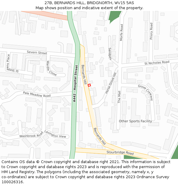 27B, BERNARDS HILL, BRIDGNORTH, WV15 5AS: Location map and indicative extent of plot