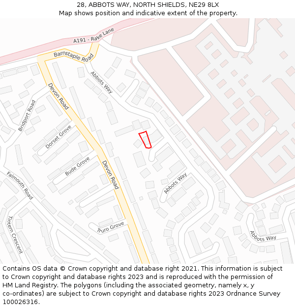 28, ABBOTS WAY, NORTH SHIELDS, NE29 8LX: Location map and indicative extent of plot