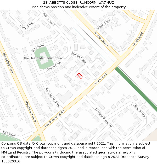 28, ABBOTTS CLOSE, RUNCORN, WA7 4UZ: Location map and indicative extent of plot