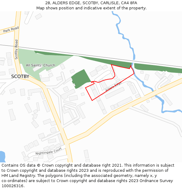 28, ALDERS EDGE, SCOTBY, CARLISLE, CA4 8FA: Location map and indicative extent of plot