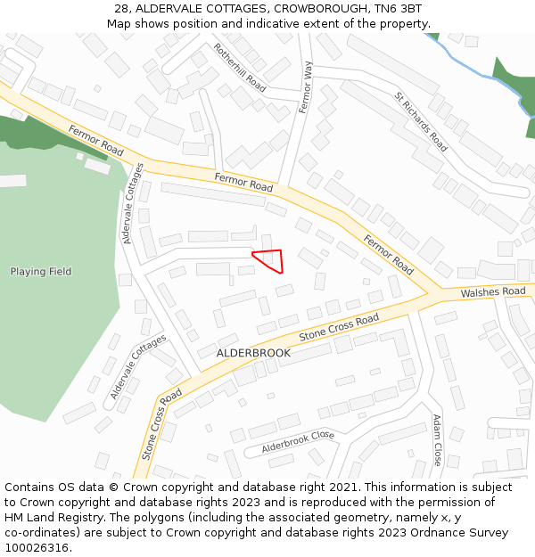 28, ALDERVALE COTTAGES, CROWBOROUGH, TN6 3BT: Location map and indicative extent of plot