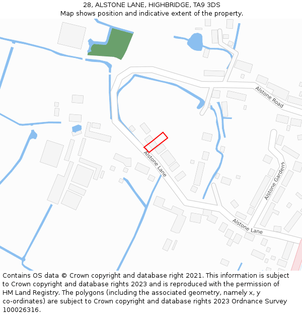 28, ALSTONE LANE, HIGHBRIDGE, TA9 3DS: Location map and indicative extent of plot