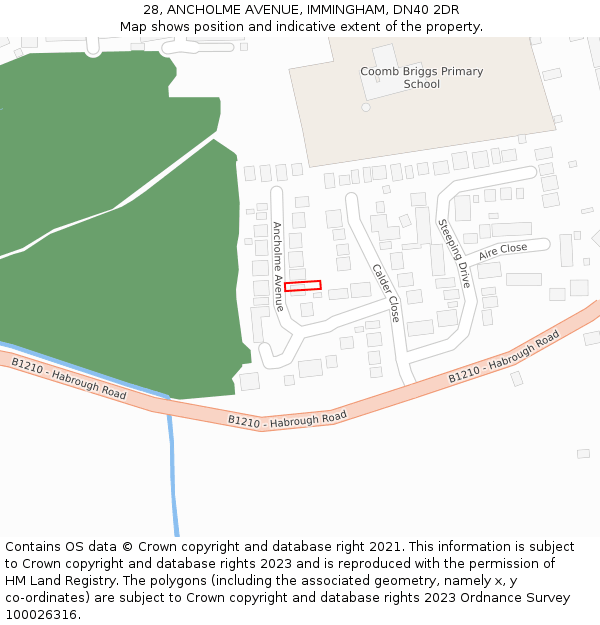 28, ANCHOLME AVENUE, IMMINGHAM, DN40 2DR: Location map and indicative extent of plot