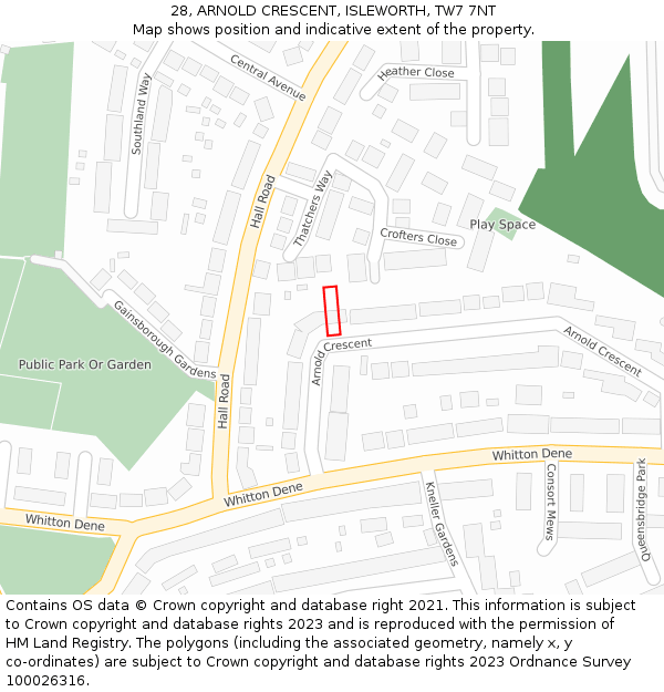 28, ARNOLD CRESCENT, ISLEWORTH, TW7 7NT: Location map and indicative extent of plot
