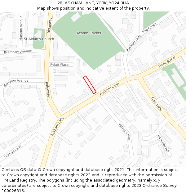28, ASKHAM LANE, YORK, YO24 3HA: Location map and indicative extent of plot