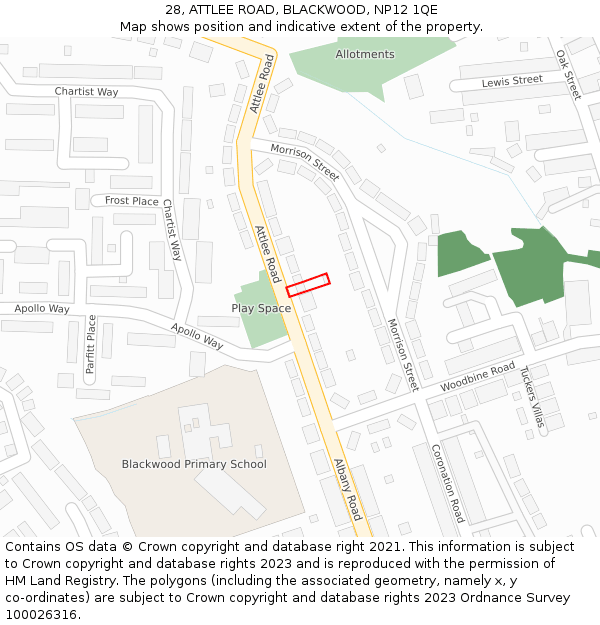 28, ATTLEE ROAD, BLACKWOOD, NP12 1QE: Location map and indicative extent of plot