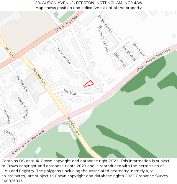 28, AUDON AVENUE, BEESTON, NOTTINGHAM, NG9 4AW: Location map and indicative extent of plot