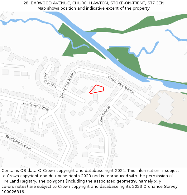 28, BARWOOD AVENUE, CHURCH LAWTON, STOKE-ON-TRENT, ST7 3EN: Location map and indicative extent of plot