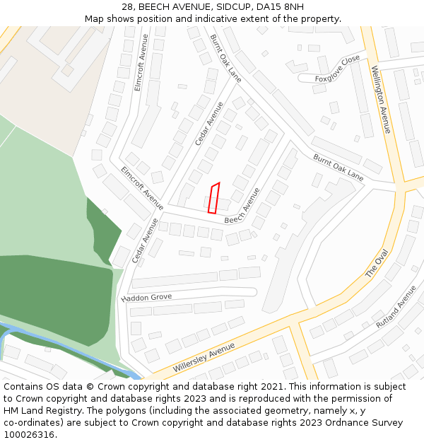 28, BEECH AVENUE, SIDCUP, DA15 8NH: Location map and indicative extent of plot