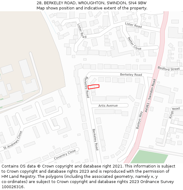 28, BERKELEY ROAD, WROUGHTON, SWINDON, SN4 9BW: Location map and indicative extent of plot