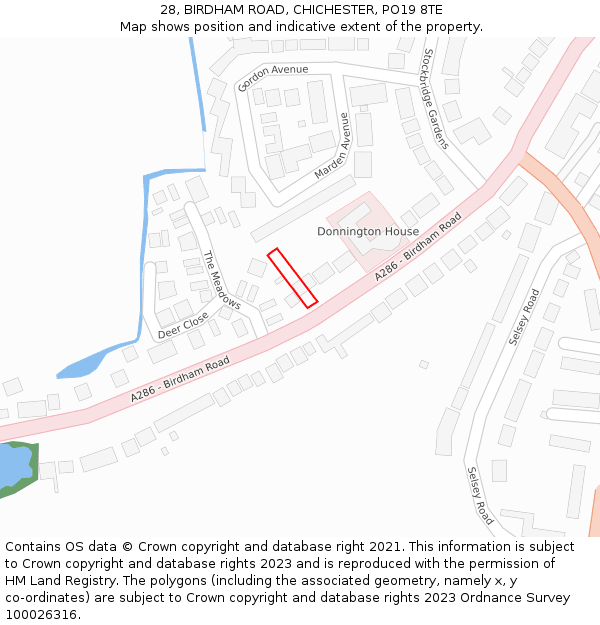 28, BIRDHAM ROAD, CHICHESTER, PO19 8TE: Location map and indicative extent of plot