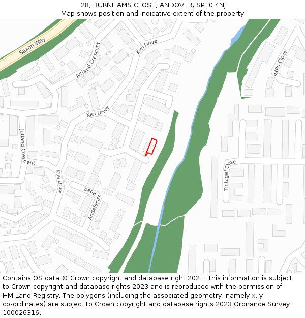 28, BURNHAMS CLOSE, ANDOVER, SP10 4NJ: Location map and indicative extent of plot