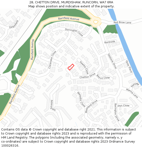 28, CHETTON DRIVE, MURDISHAW, RUNCORN, WA7 6RA: Location map and indicative extent of plot