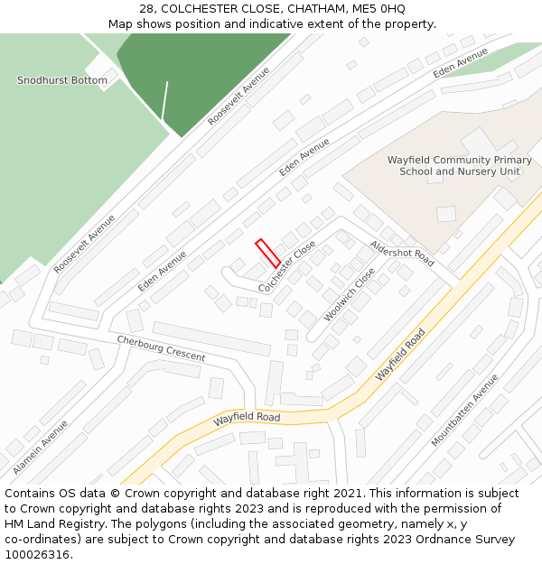 28, COLCHESTER CLOSE, CHATHAM, ME5 0HQ: Location map and indicative extent of plot