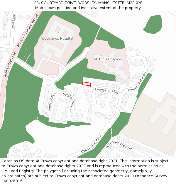 28, COURTYARD DRIVE, WORSLEY, MANCHESTER, M28 0YR: Location map and indicative extent of plot