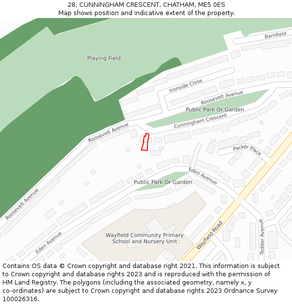 28, CUNNINGHAM CRESCENT, CHATHAM, ME5 0ES: Location map and indicative extent of plot