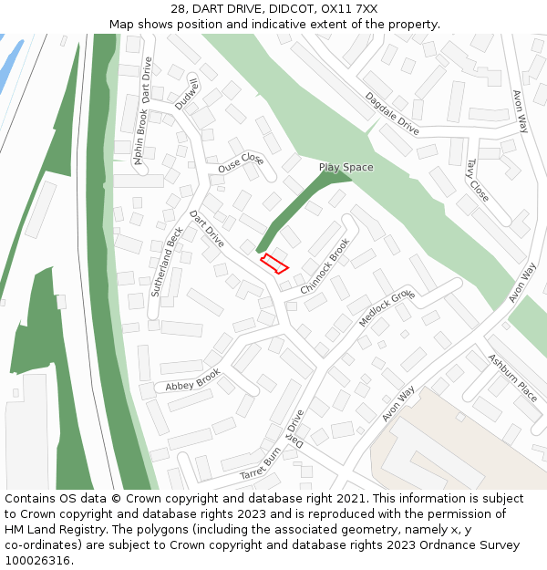 28, DART DRIVE, DIDCOT, OX11 7XX: Location map and indicative extent of plot