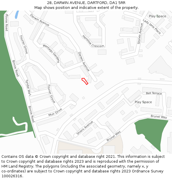 28, DARWIN AVENUE, DARTFORD, DA1 5RR: Location map and indicative extent of plot