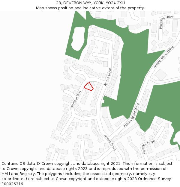 28, DEVERON WAY, YORK, YO24 2XH: Location map and indicative extent of plot