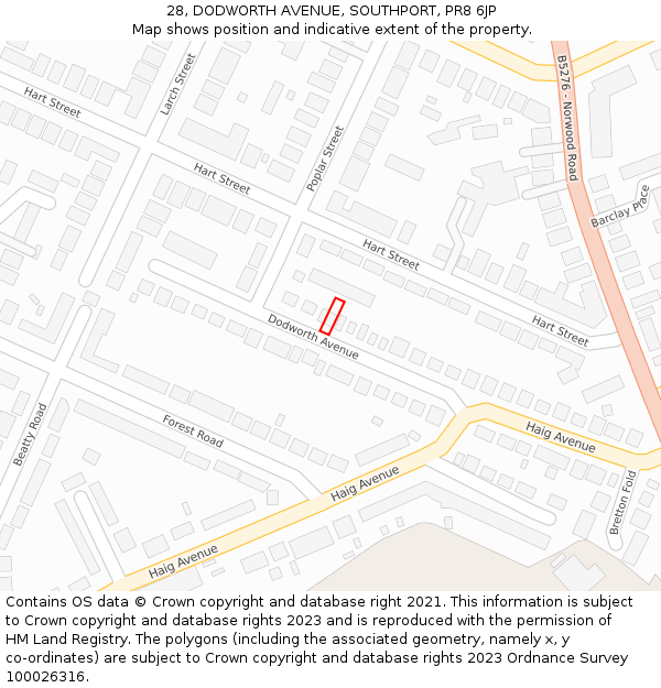 28, DODWORTH AVENUE, SOUTHPORT, PR8 6JP: Location map and indicative extent of plot