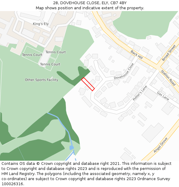 28, DOVEHOUSE CLOSE, ELY, CB7 4BY: Location map and indicative extent of plot