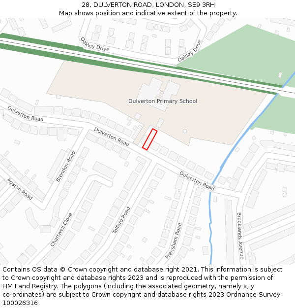 28, DULVERTON ROAD, LONDON, SE9 3RH: Location map and indicative extent of plot