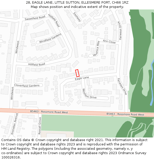 28, EAGLE LANE, LITTLE SUTTON, ELLESMERE PORT, CH66 1RZ: Location map and indicative extent of plot