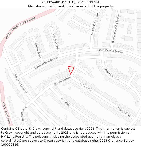 28, EDWARD AVENUE, HOVE, BN3 6WL: Location map and indicative extent of plot