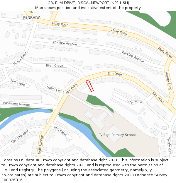 28, ELM DRIVE, RISCA, NEWPORT, NP11 6HJ: Location map and indicative extent of plot