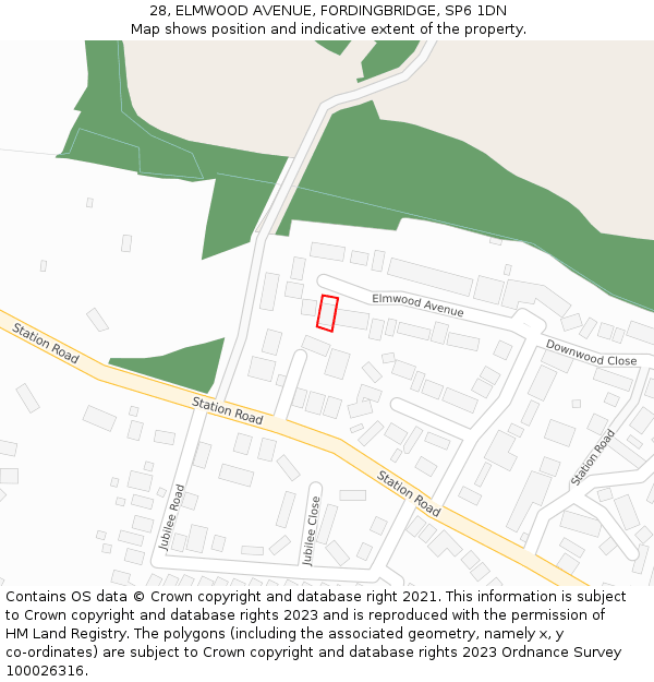 28, ELMWOOD AVENUE, FORDINGBRIDGE, SP6 1DN: Location map and indicative extent of plot