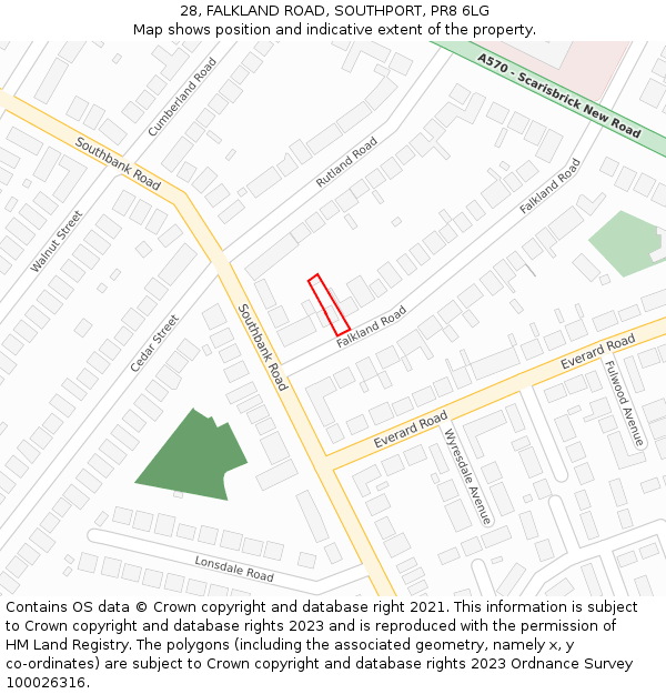 28, FALKLAND ROAD, SOUTHPORT, PR8 6LG: Location map and indicative extent of plot