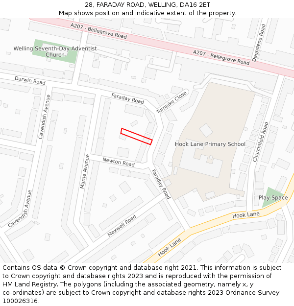 28, FARADAY ROAD, WELLING, DA16 2ET: Location map and indicative extent of plot