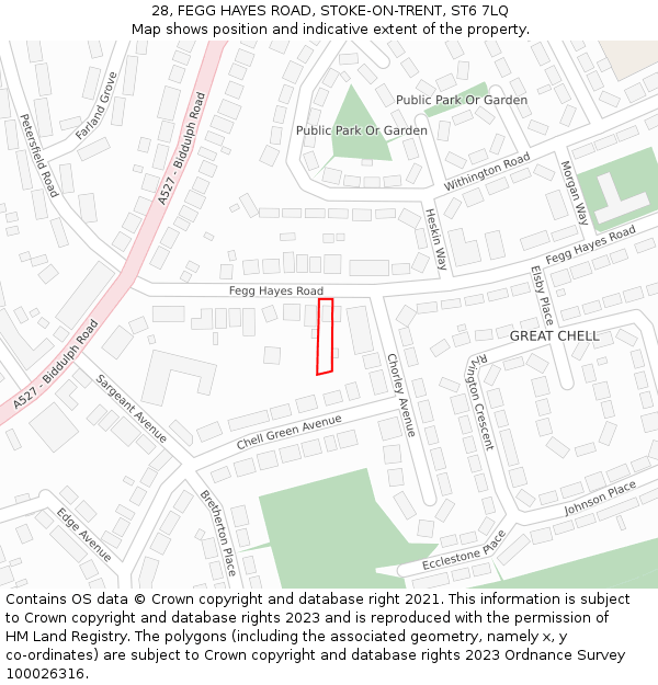 28, FEGG HAYES ROAD, STOKE-ON-TRENT, ST6 7LQ: Location map and indicative extent of plot