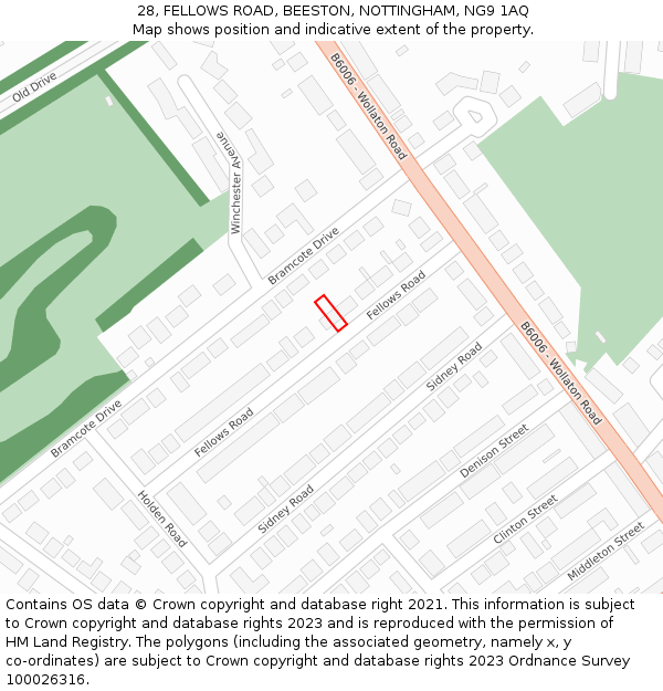 28, FELLOWS ROAD, BEESTON, NOTTINGHAM, NG9 1AQ: Location map and indicative extent of plot