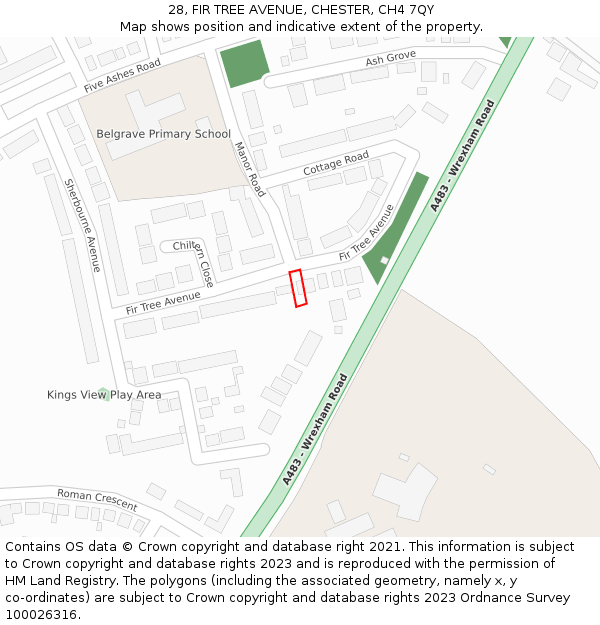 28, FIR TREE AVENUE, CHESTER, CH4 7QY: Location map and indicative extent of plot