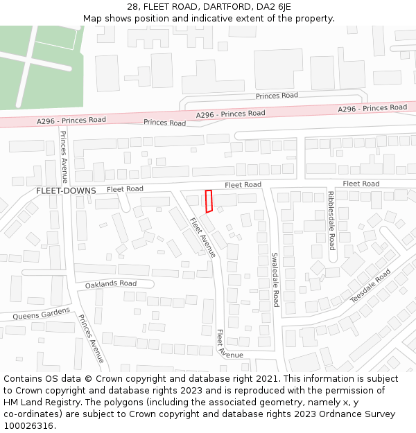 28, FLEET ROAD, DARTFORD, DA2 6JE: Location map and indicative extent of plot