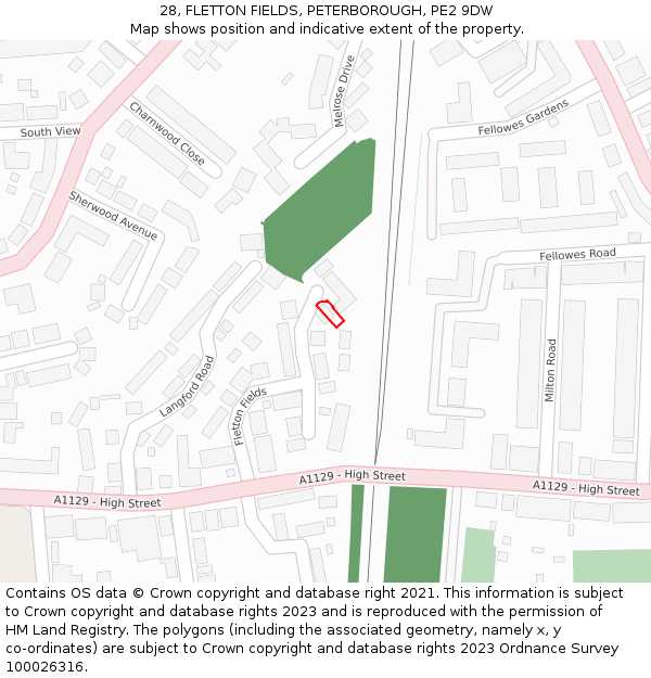 28, FLETTON FIELDS, PETERBOROUGH, PE2 9DW: Location map and indicative extent of plot