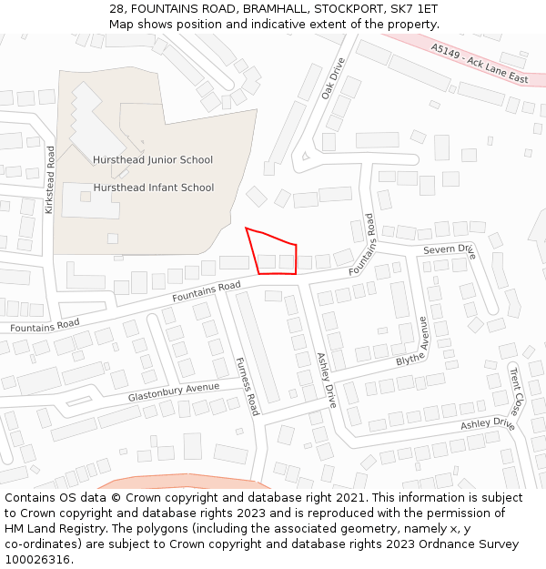 28, FOUNTAINS ROAD, BRAMHALL, STOCKPORT, SK7 1ET: Location map and indicative extent of plot