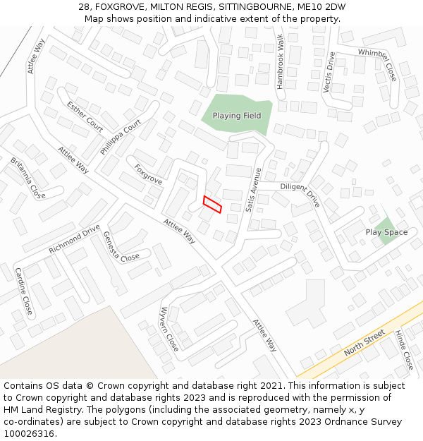 28, FOXGROVE, MILTON REGIS, SITTINGBOURNE, ME10 2DW: Location map and indicative extent of plot