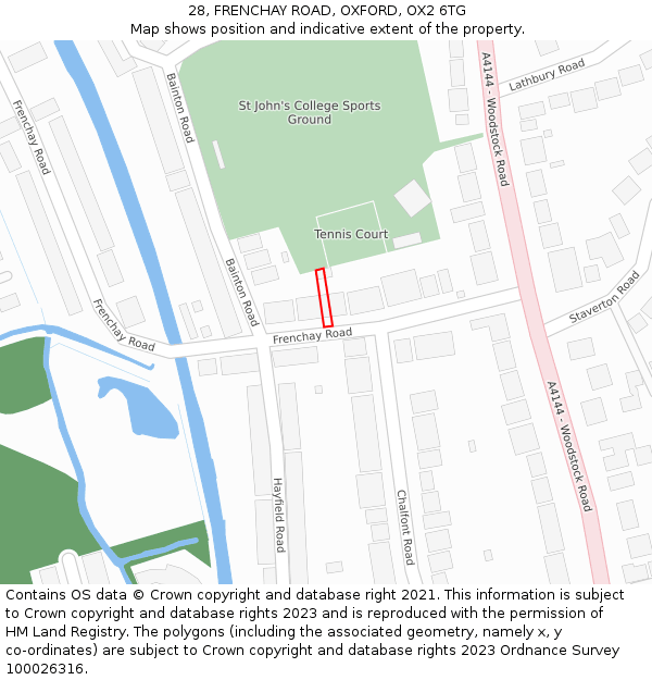 28, FRENCHAY ROAD, OXFORD, OX2 6TG: Location map and indicative extent of plot